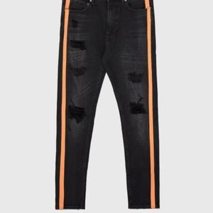 Zara Black Jeans with orange stripe